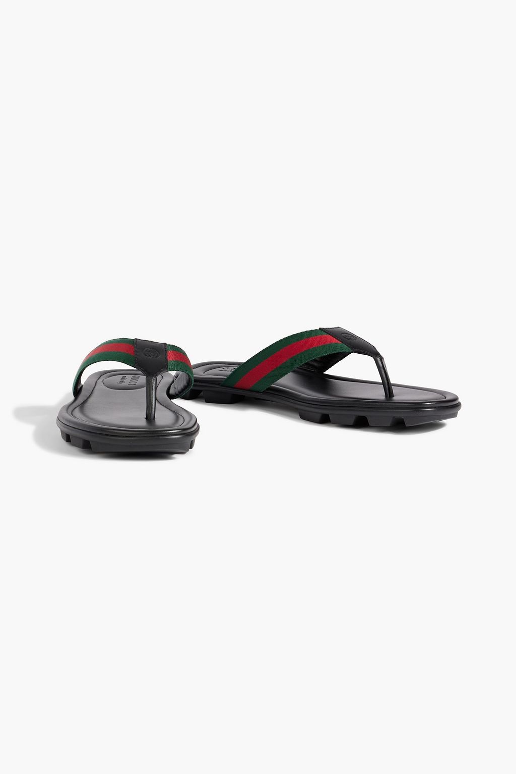 GUCCI Striped webbing flip flops