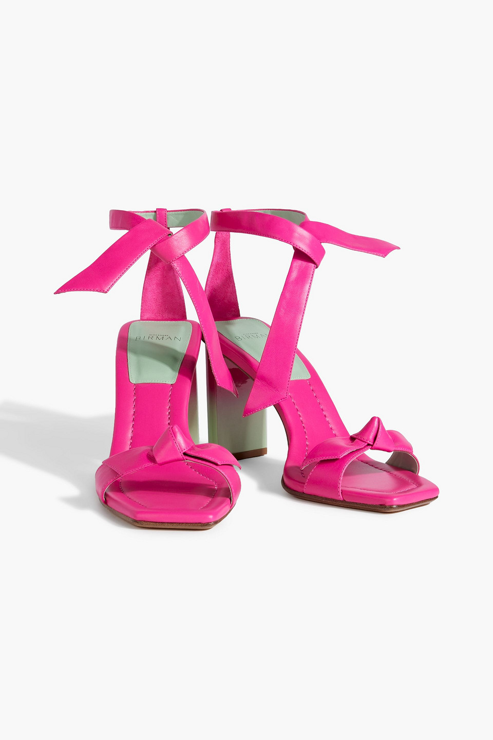 Shop Alexandre Birman Clarita Bow-detailed Leather Sandals In Bright Pink