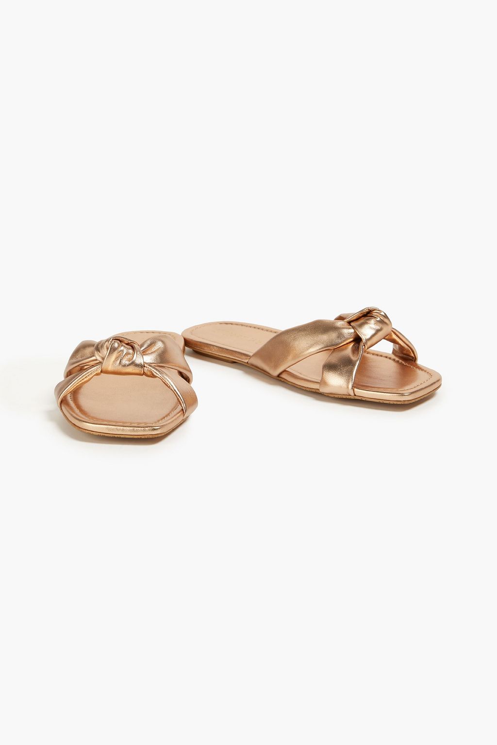 STUART WEITZMAN レザー サンダル ノット付き メタリック