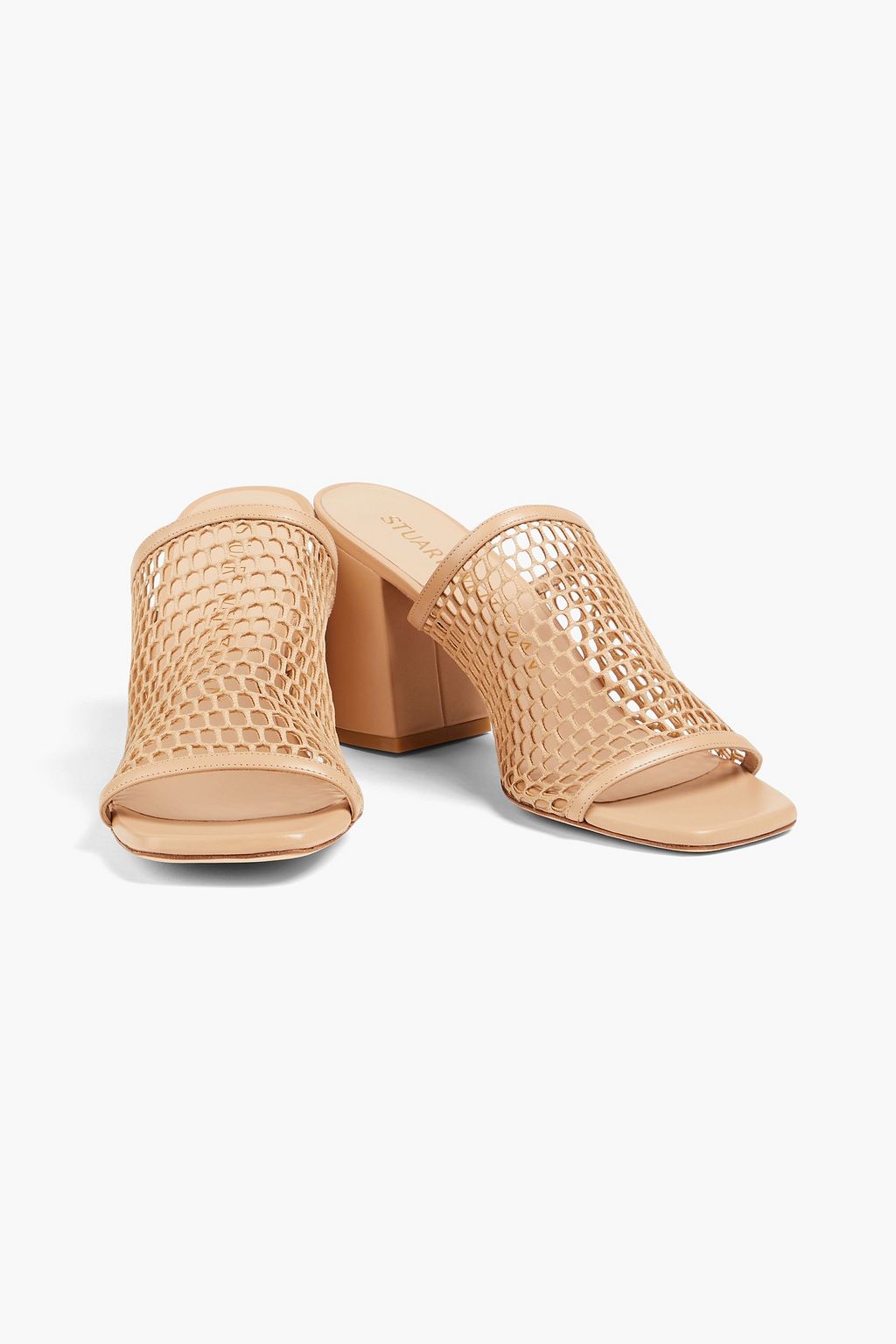 STUART WEITZMAN Mesh and leather mules