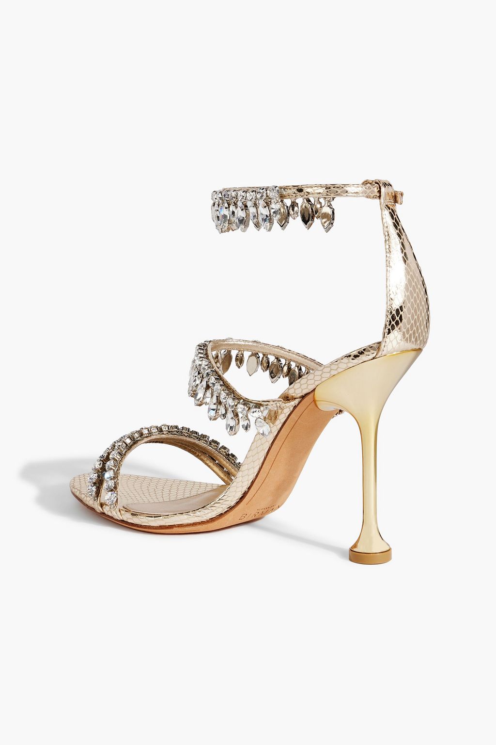 ALEXANDRE BIRMAN Karina embellished metallic snake-effect leather sandals