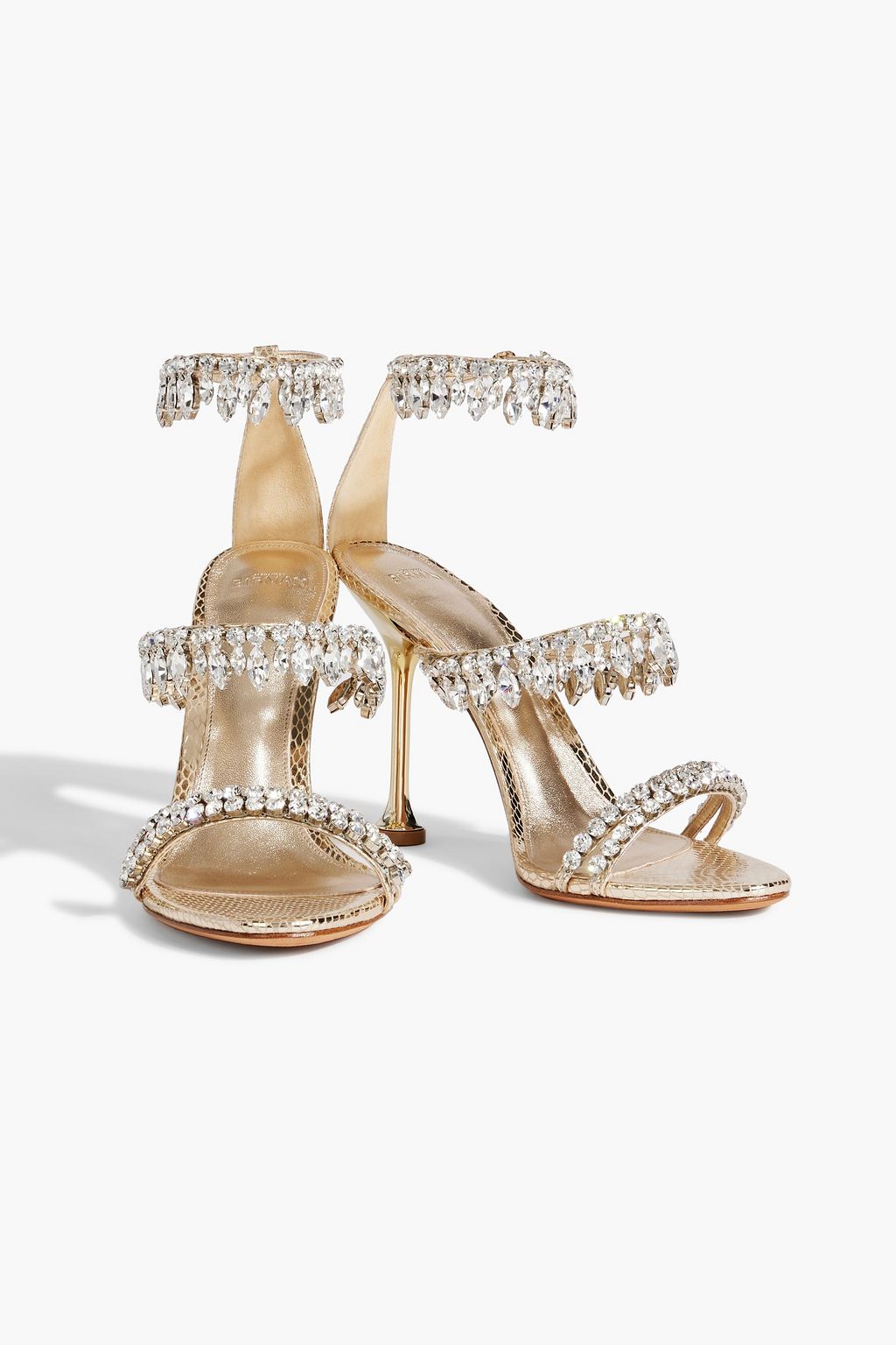 ALEXANDRE BIRMAN Karina embellished metallic snake-effect leather sandals