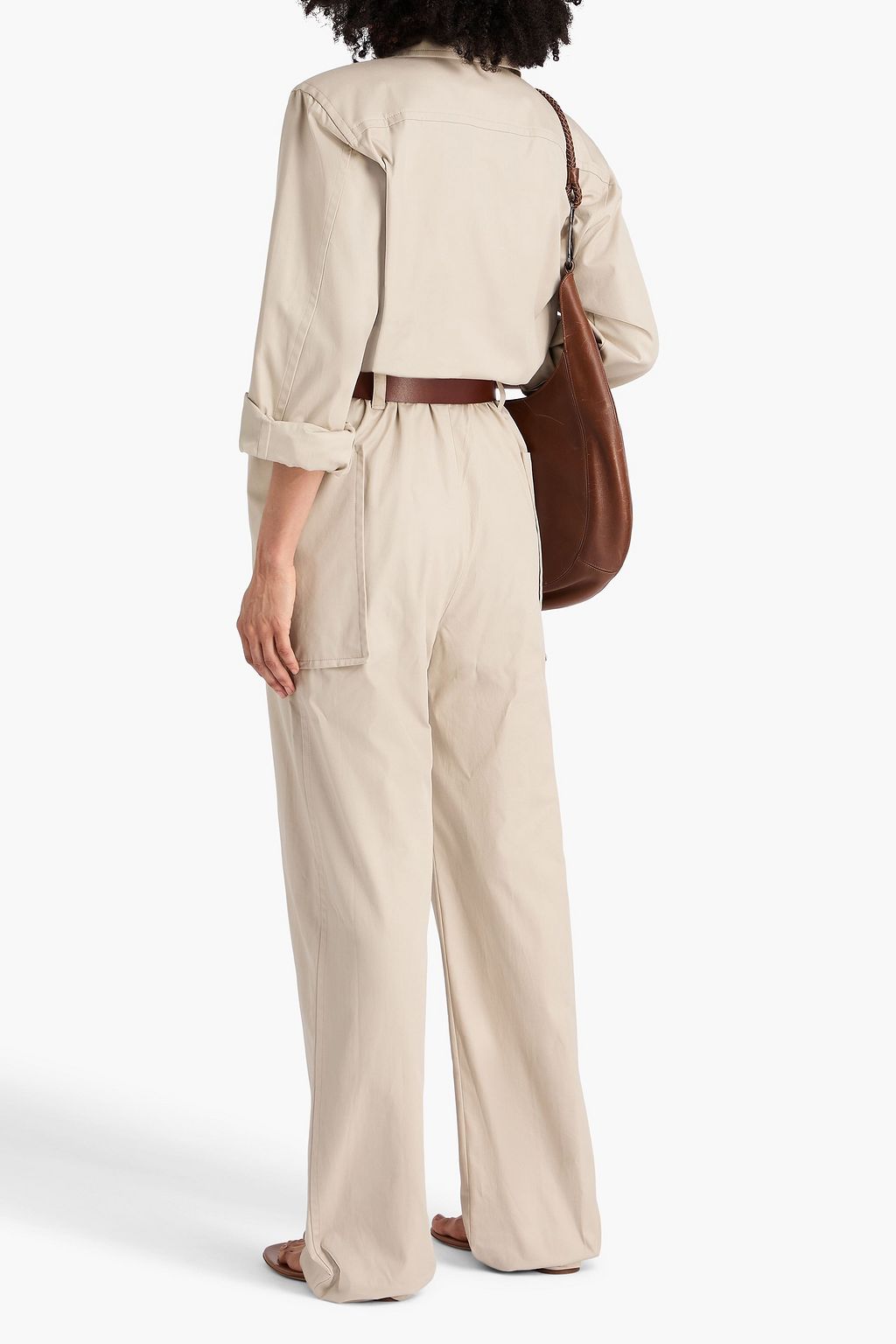 SAINT LAURENT Belted cotton-twill jumpsuit