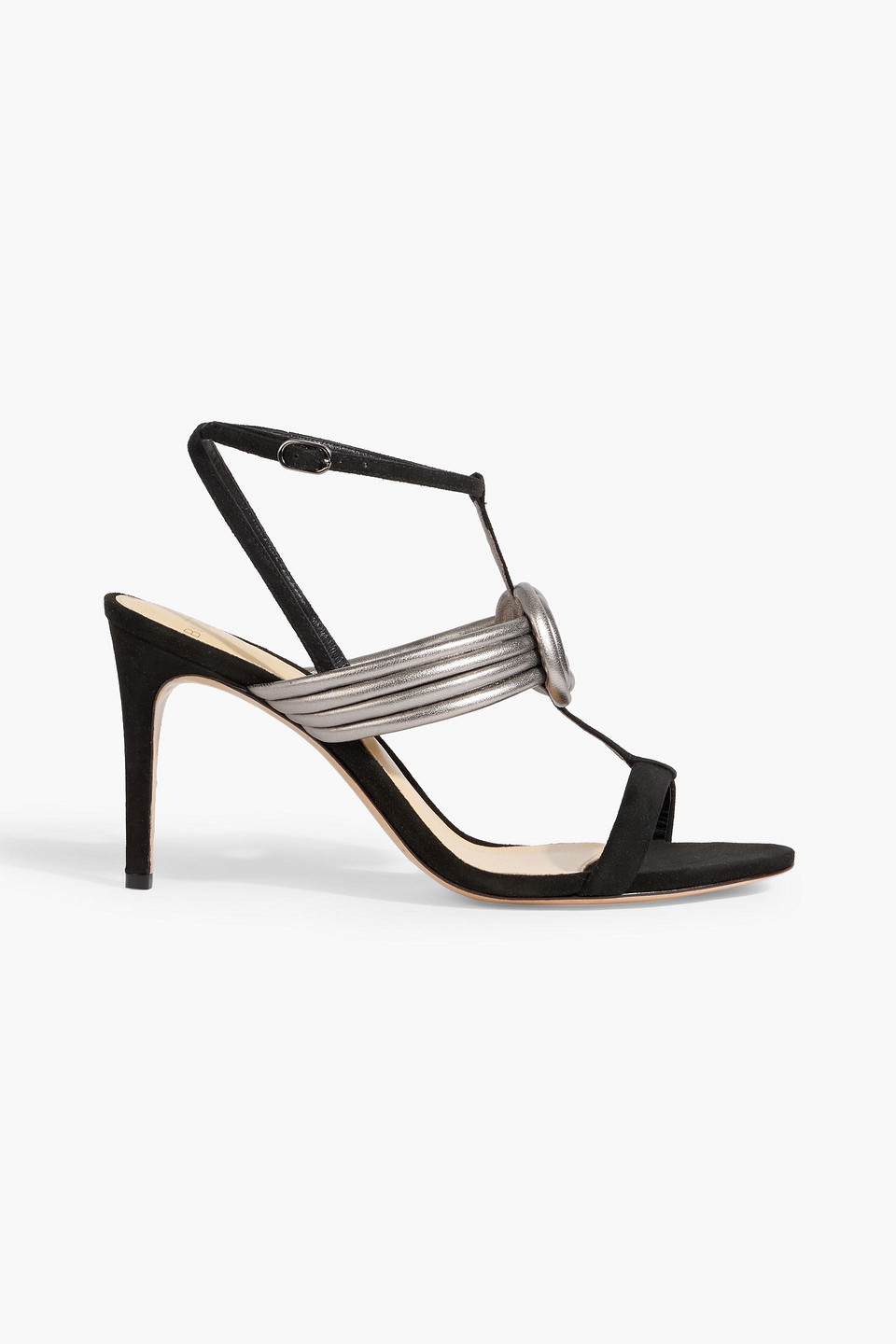 Alexandre Birman Knotted Leather And Suede Sandals In Silver