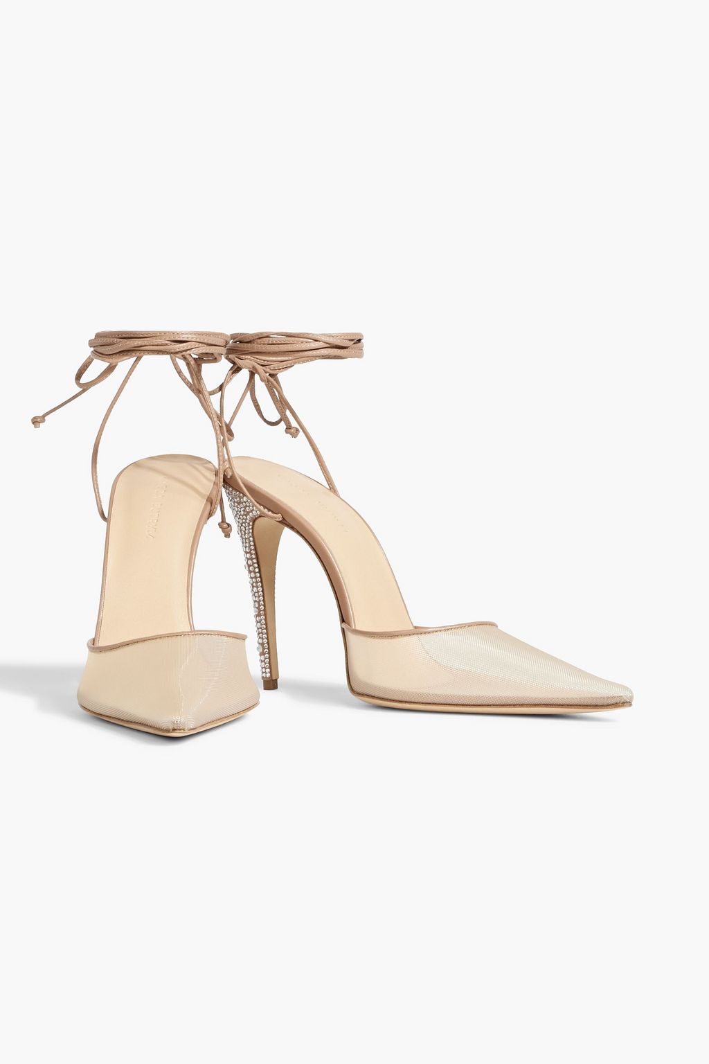 MAGDA BUTRYM Crystal-embellished leather-trimmed mesh pumps