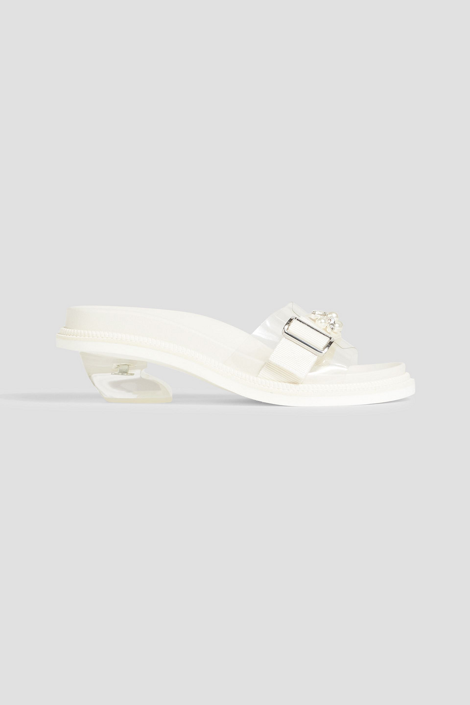 Simone Rocha Off-white Embellished Slides In Clear/pearl/clear