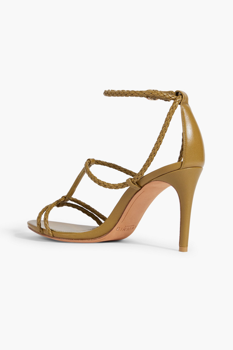 Shop Alexandre Birman Bella 85 Braided Leather Sandals In Army Green