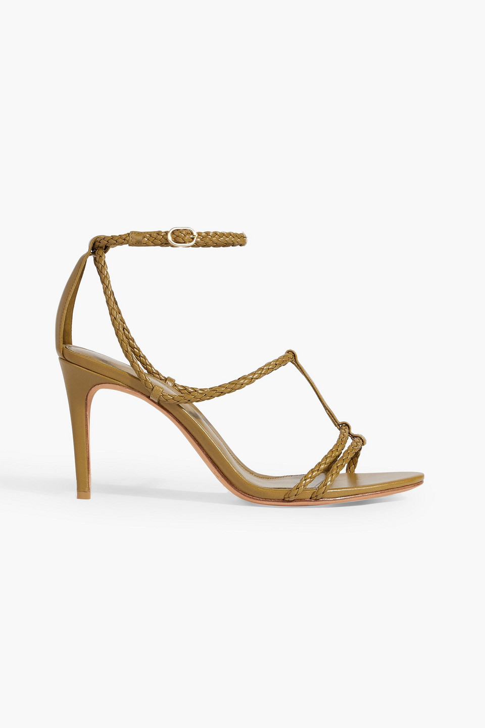 Alexandre Birman Bella 85 Braided Leather Sandals In Army Green