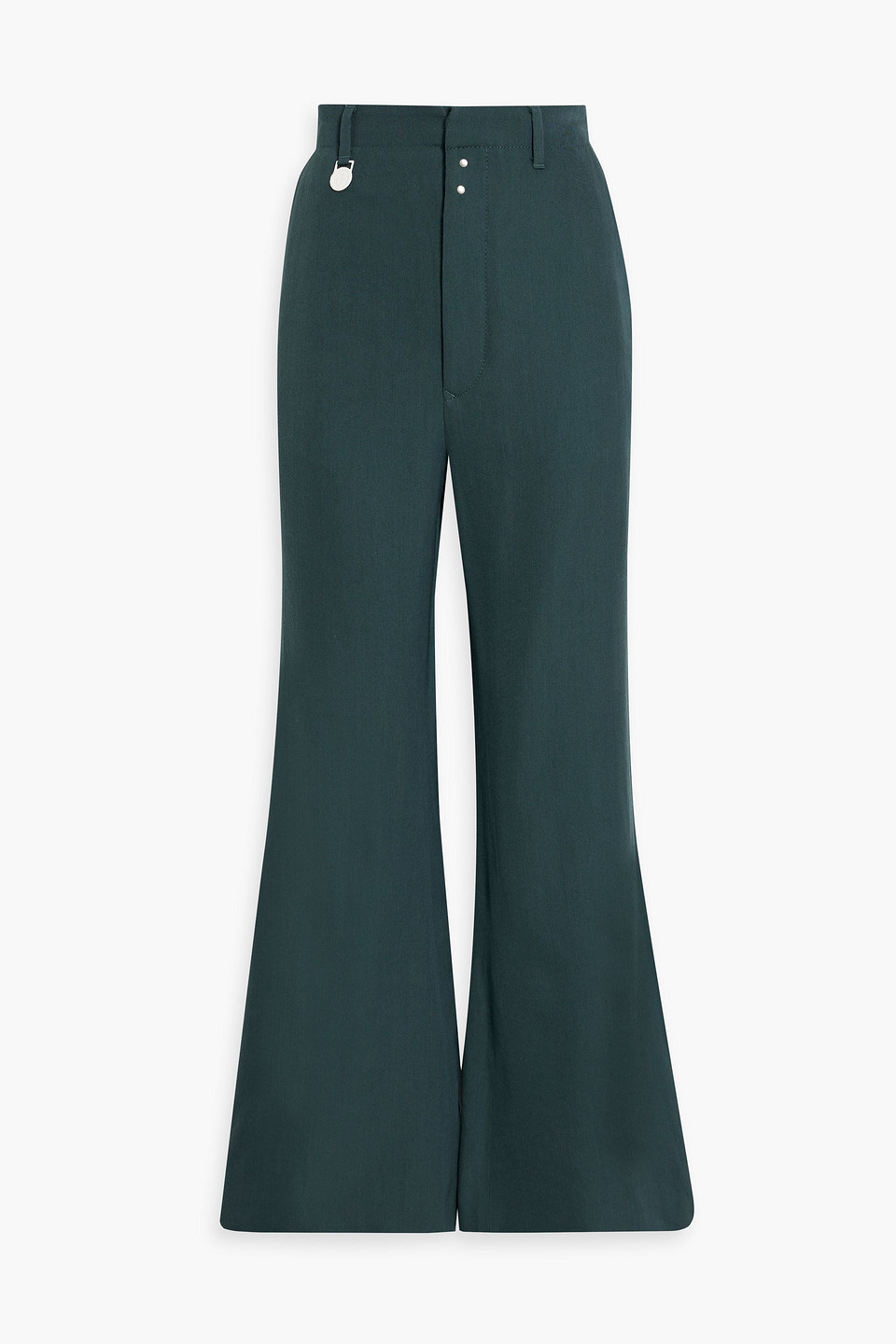 Shop Mm6 Maison Margiela Wool-blend Twill Flared Pants In Petrol