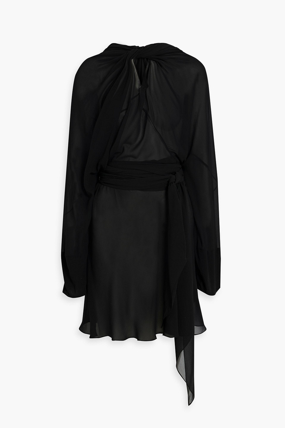 Maison Margiela Twisted Drape Silk Chiffon Mini Dress In Black