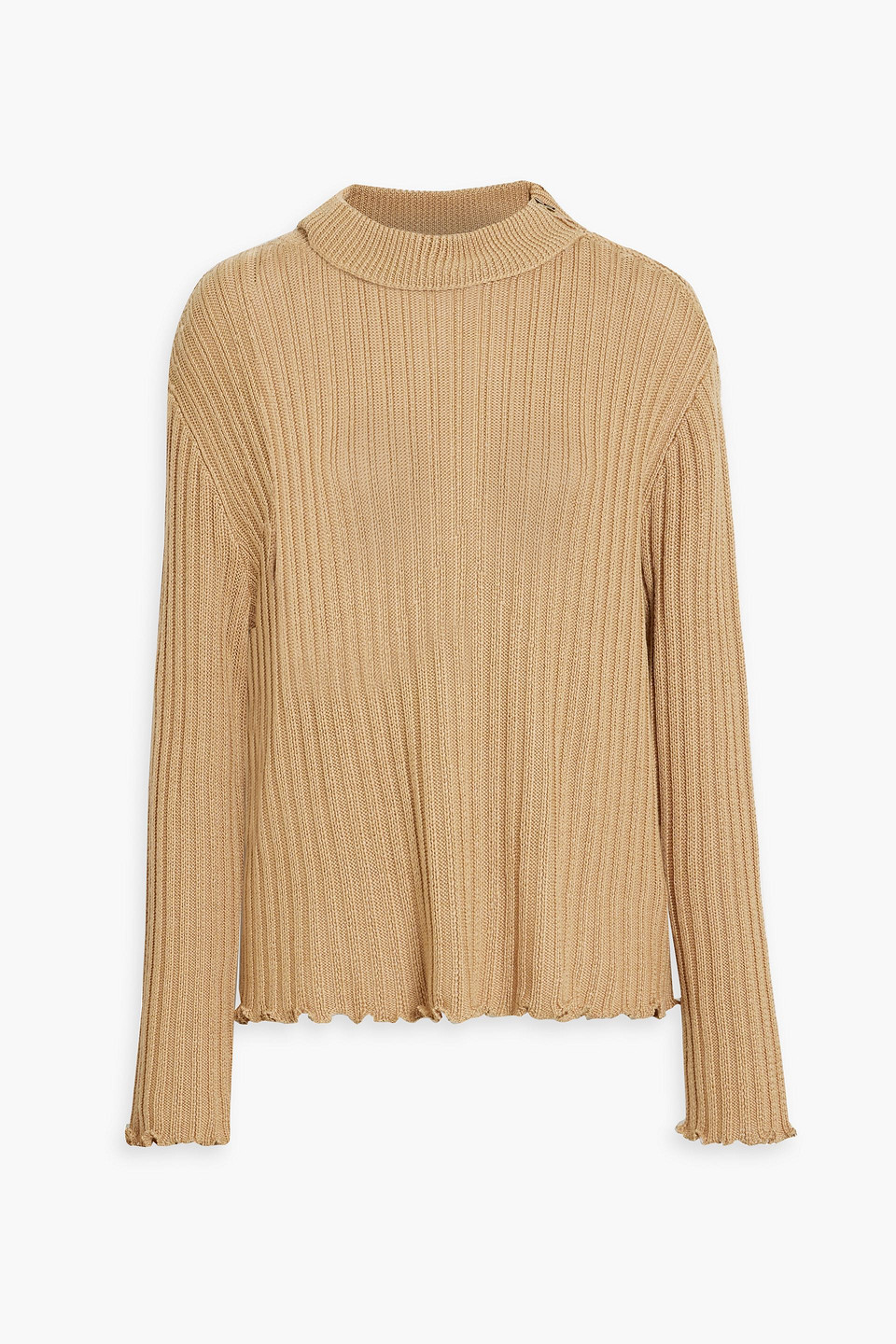 Maison Margiela Ribbed Wool-blend Turtleneck Sweater In Camel