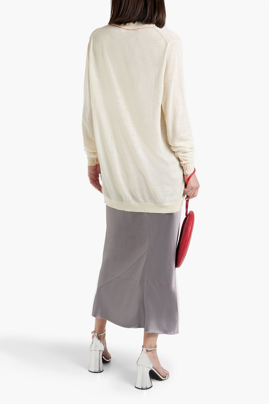 MAISON MARGIELA كارديغان من الصوف والحرير ومزيج من القطن مزين بكشاكش
