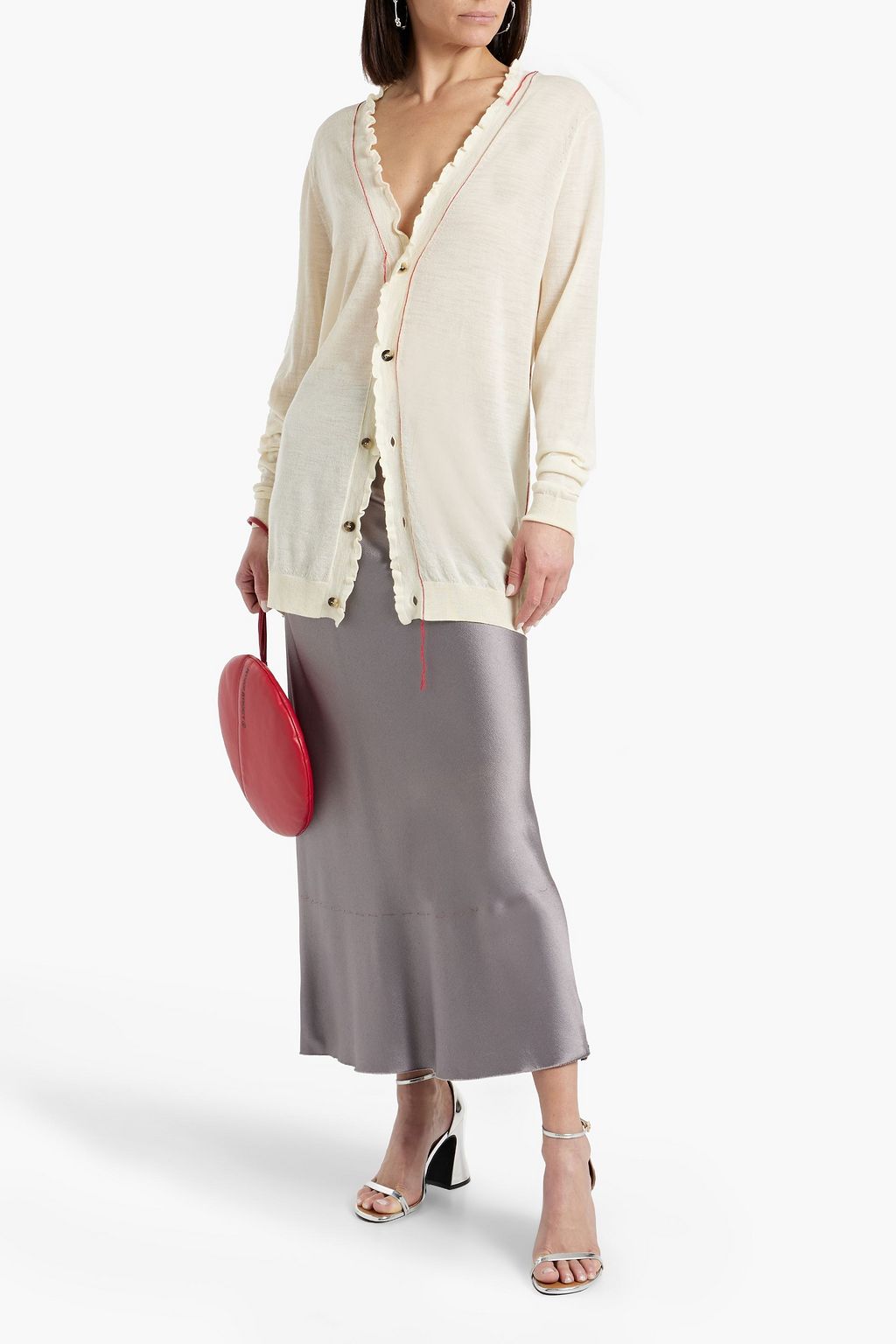 MAISON MARGIELA كارديغان من الصوف والحرير ومزيج من القطن مزين بكشاكش