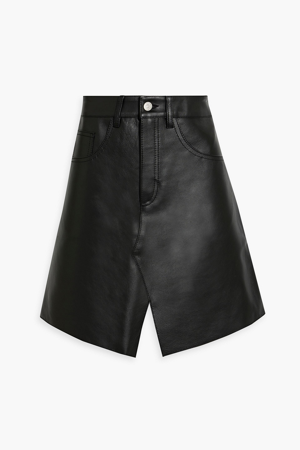 Mm6 Maison Margiela Leather Mini Skirt In Black