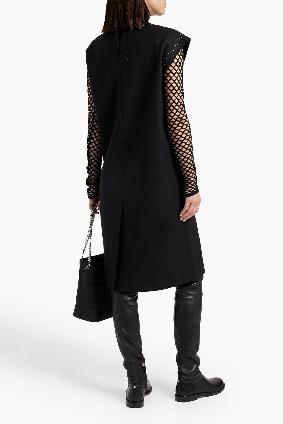 Shop Maison Margiela Wool-felt Midi Dress In Black