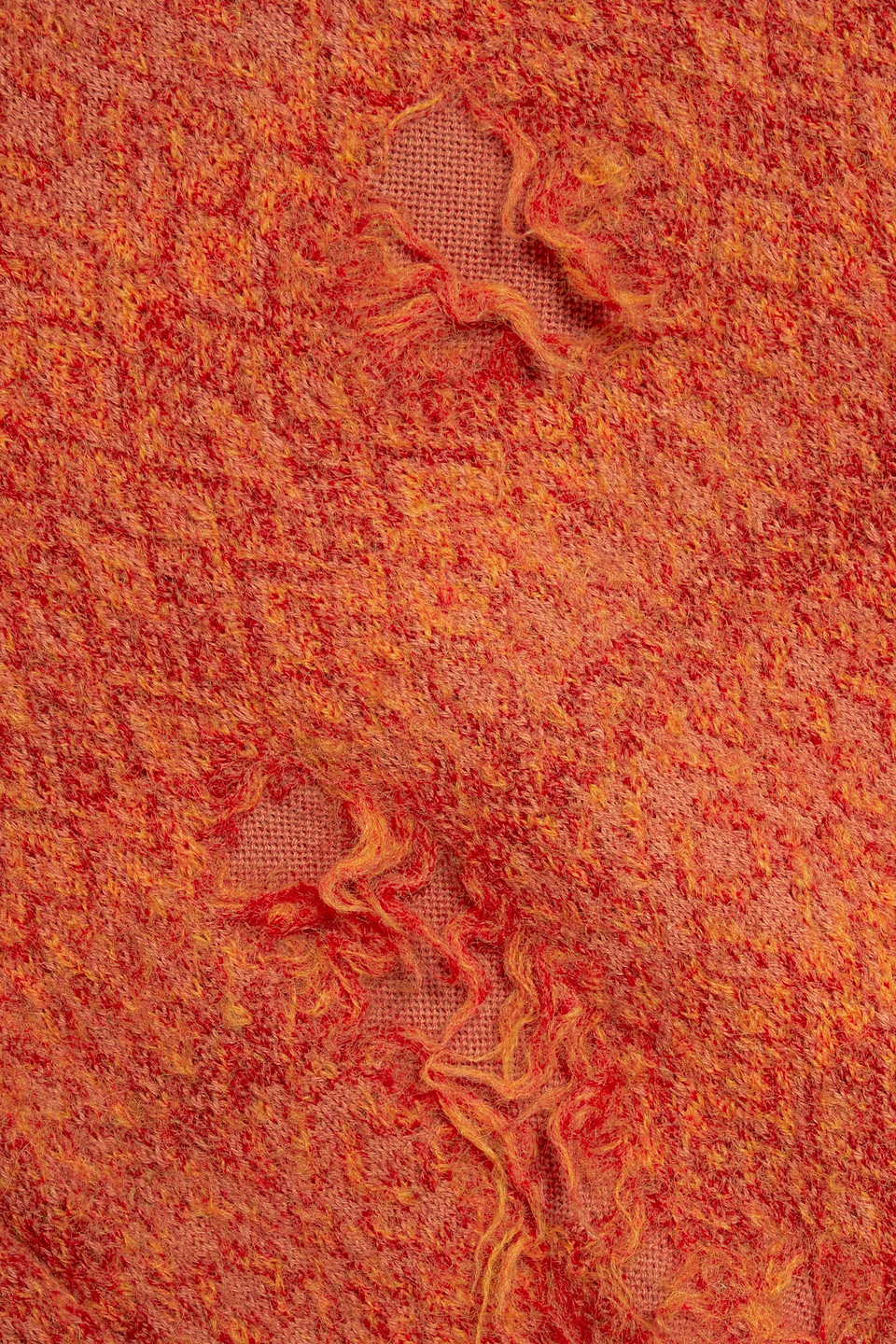 Maison Margiela Distressed Jacquard-knit Wool Sweater In Orange