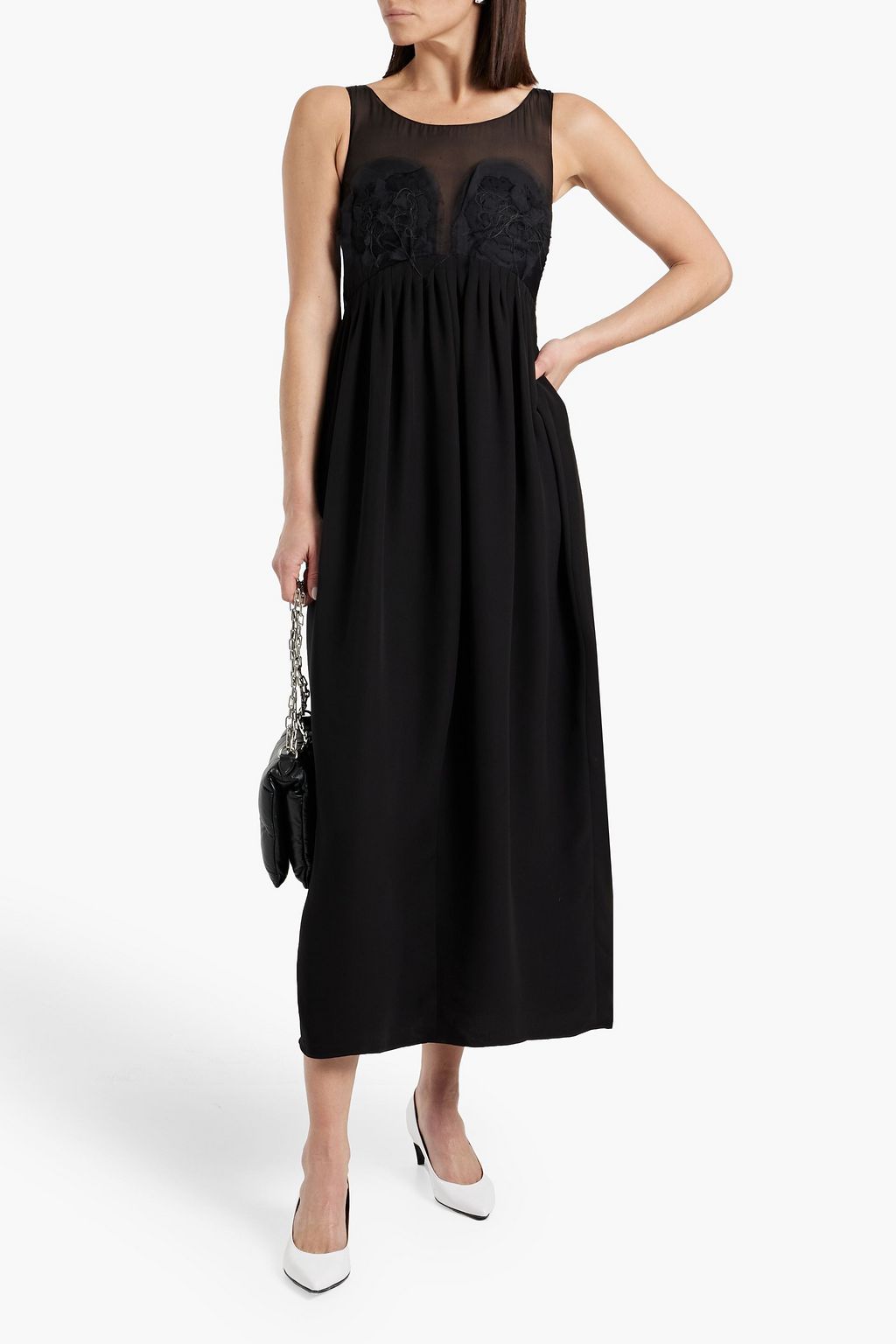 MAISON MARGIELA Pleated silk-blend chiffon maxi dress