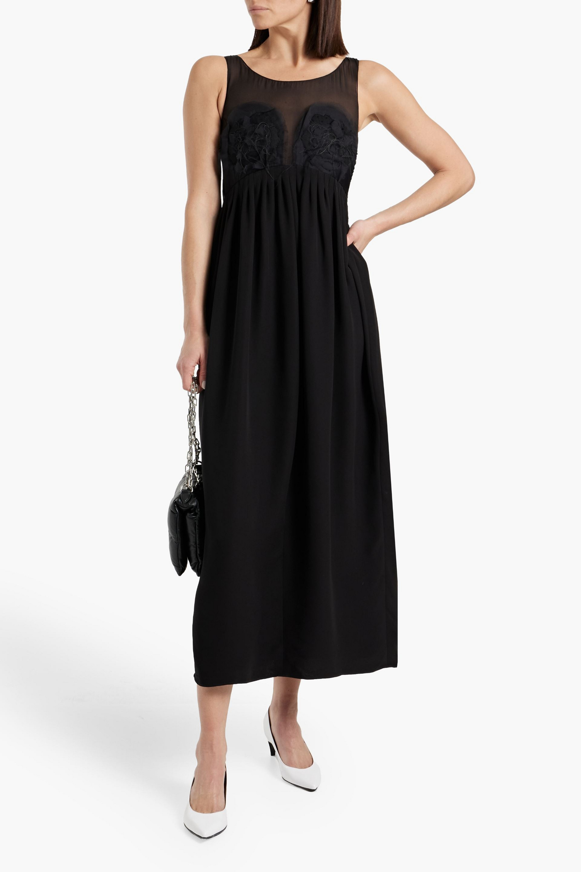 Maison Margiela Pleated silk-blend chiffon maxi dress