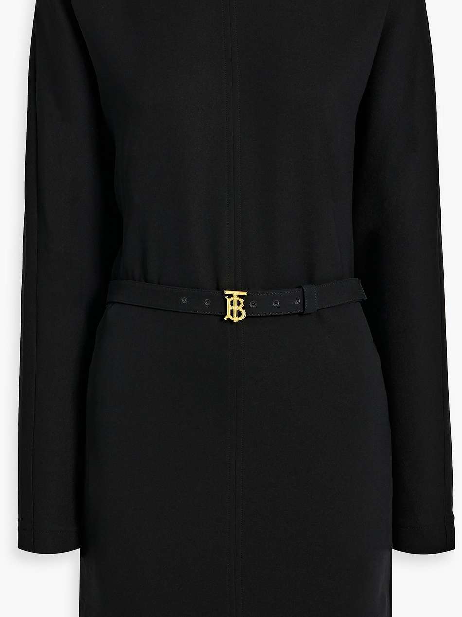 belted silk-blend crepe mini dress