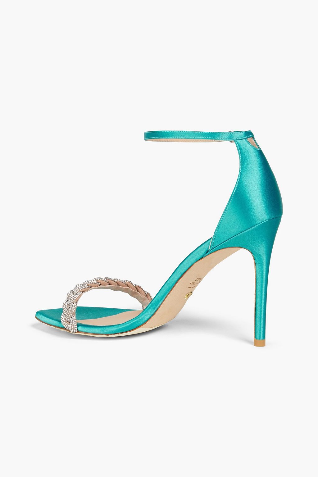 STUART WEITZMAN サテン サンダル クリスタル付き ネオン