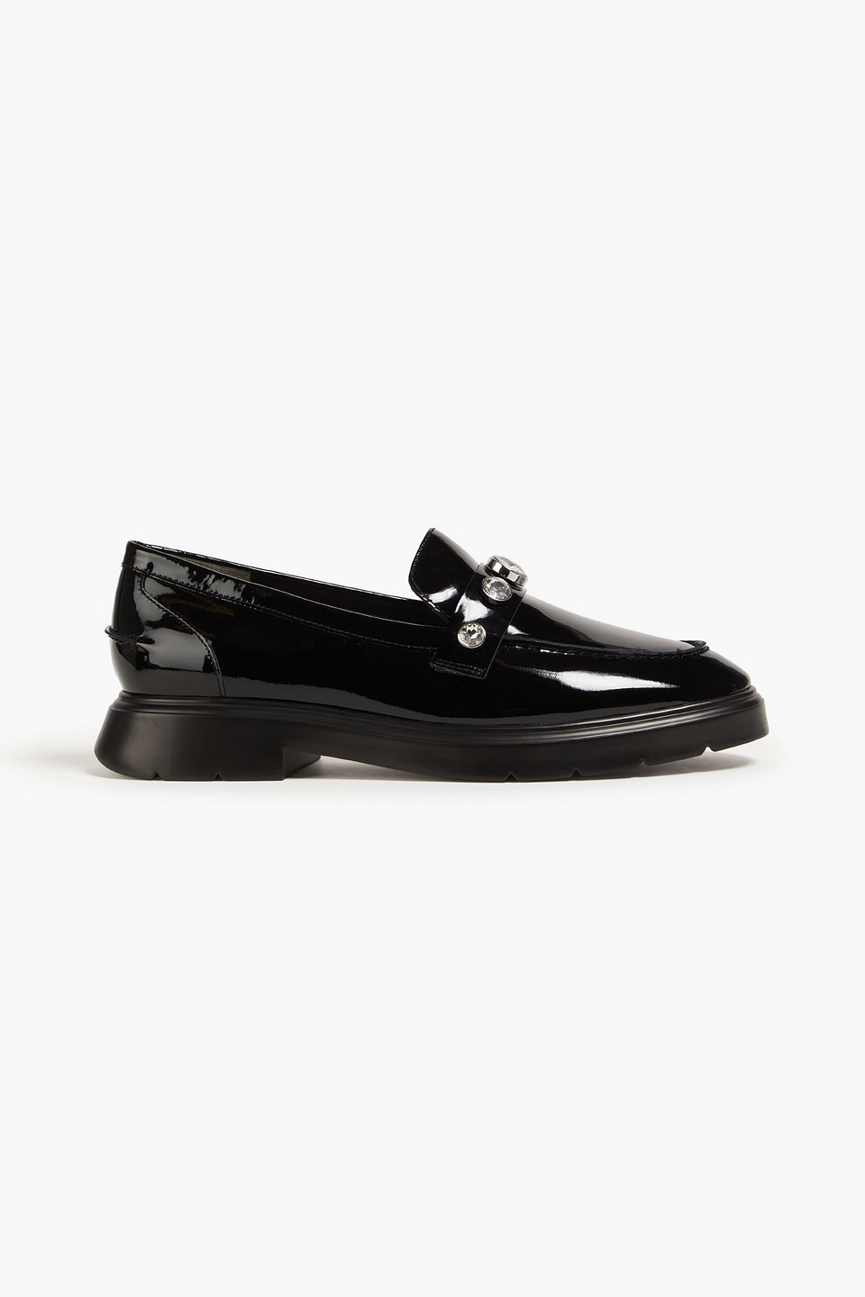 Stuart Weitzman - Crystal-embellished patent-leather loafers - Black - EU 41.5