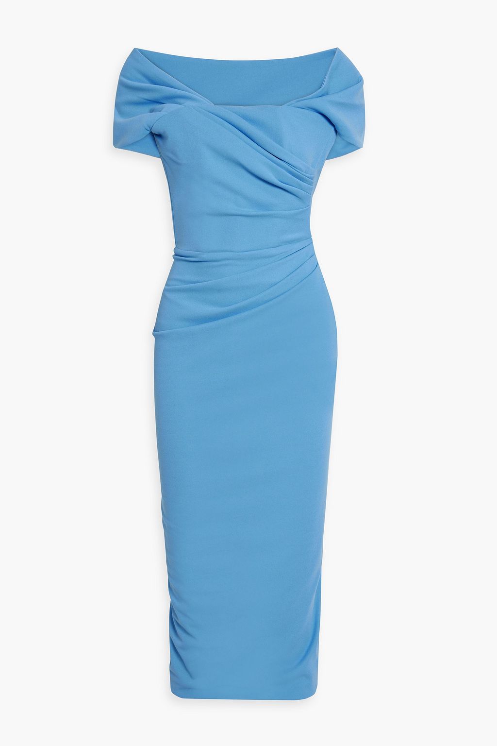 RHEA COSTA Chiara off-the-shoulder draped crepe midi dress | THE OUTNET