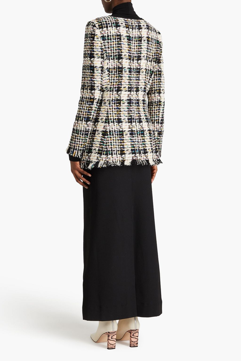 OSCAR DE LA RENTA Checked bouclé-tweed blazer
