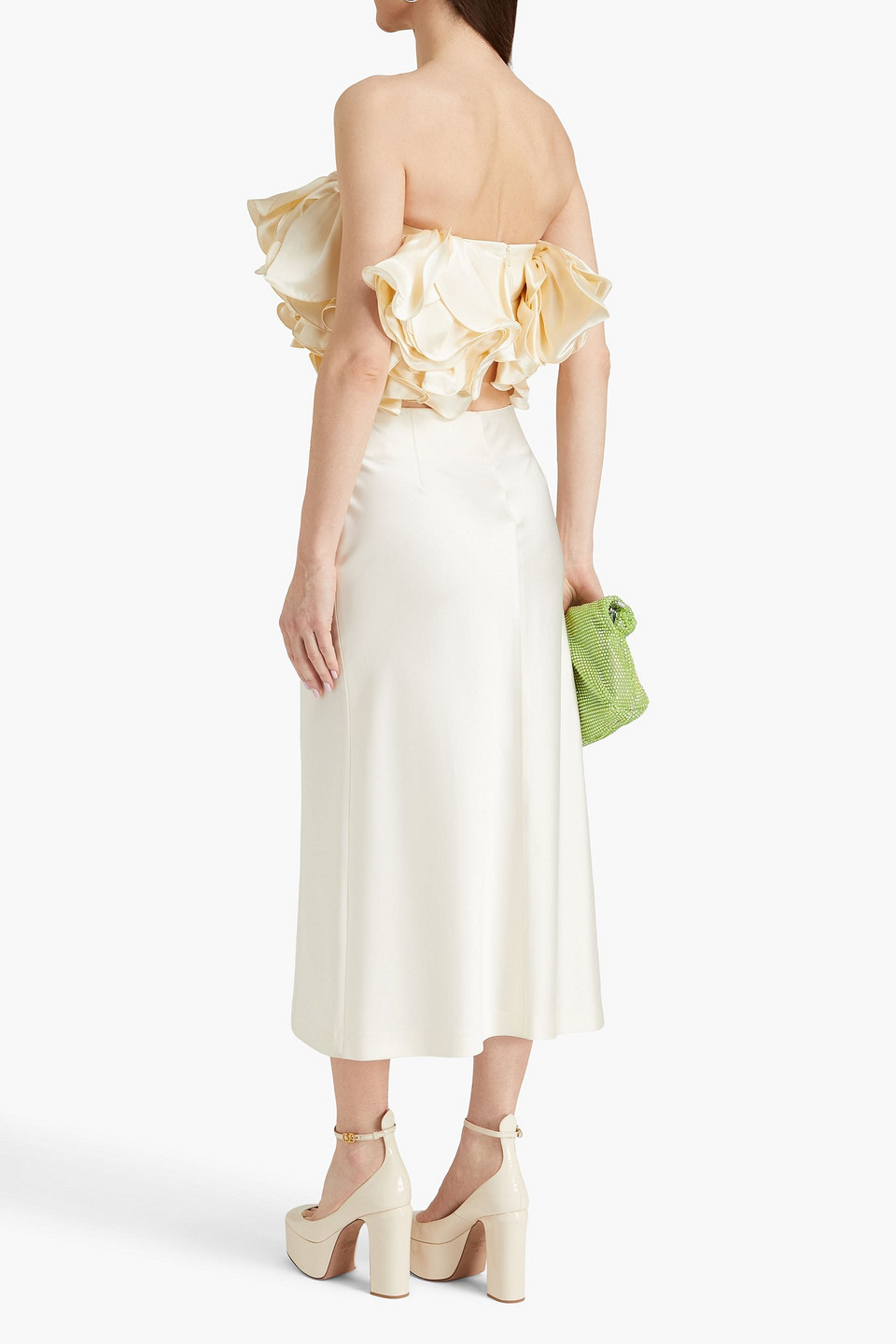Magda Butrym Appliquéd Devoré Halterneck Maxi Dress In Cream