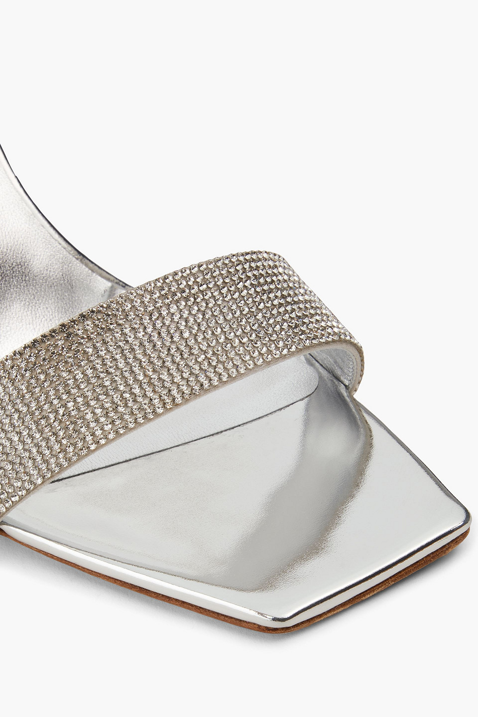 Shop Magda Butrym Crystal-embellished Metallic Suede Mules In Silver