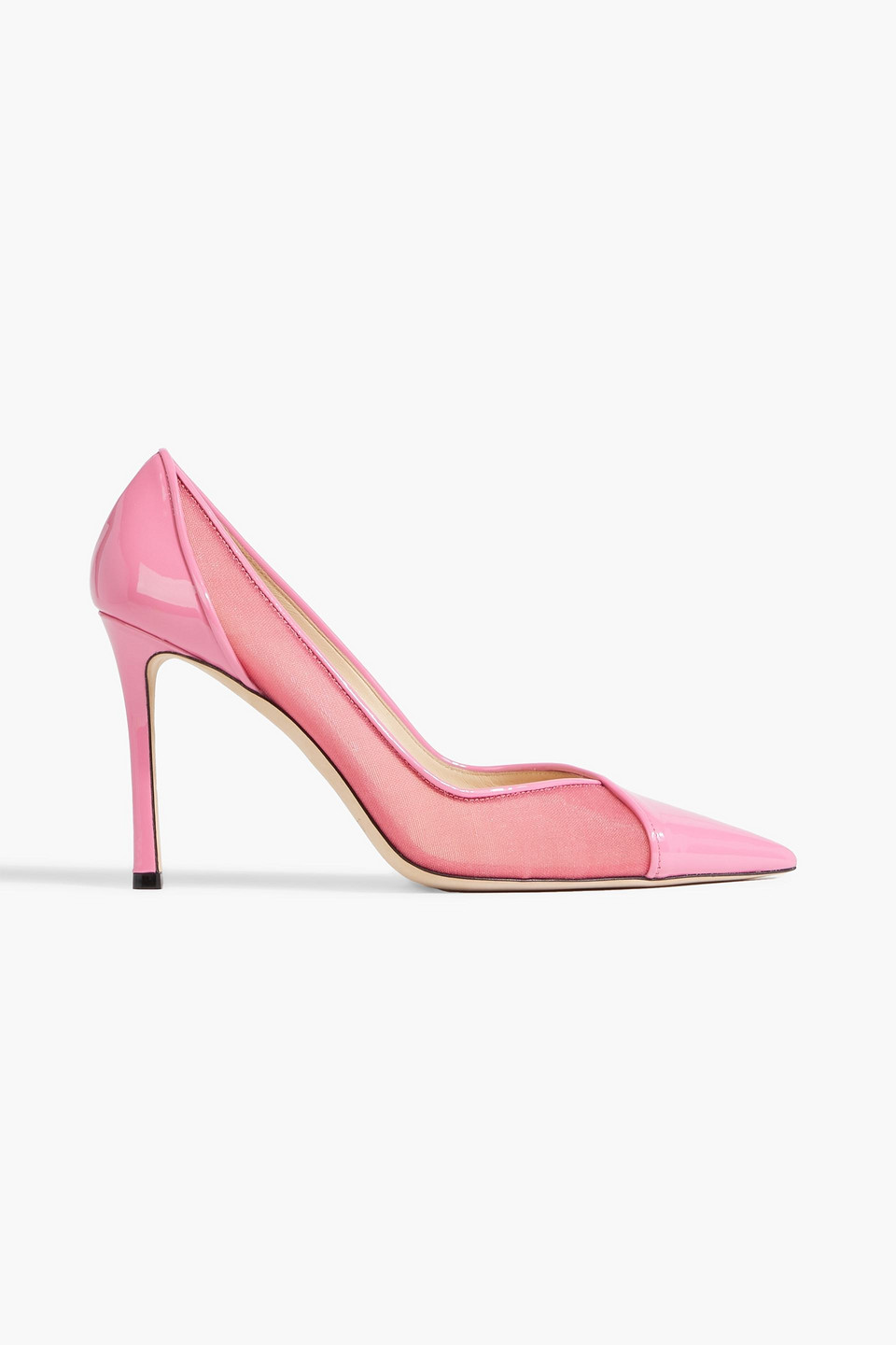 Jimmy Choo Cass 95 Mesh And Patent-leather Pumps In Pink