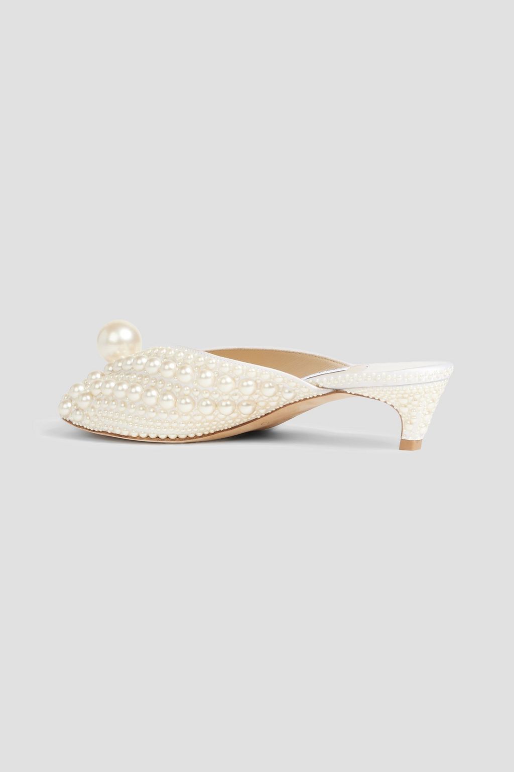 JIMMY CHOO Samantha 35 faux pearl-embellished satin mules