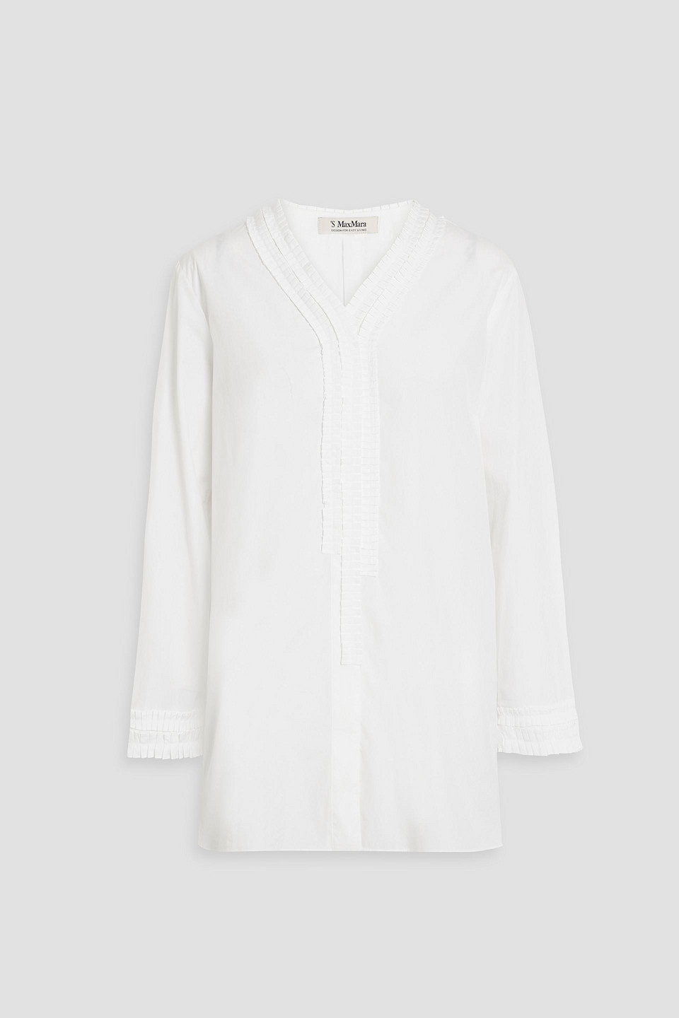 Max Mara Pleated Cotton-poplin Shirt In White