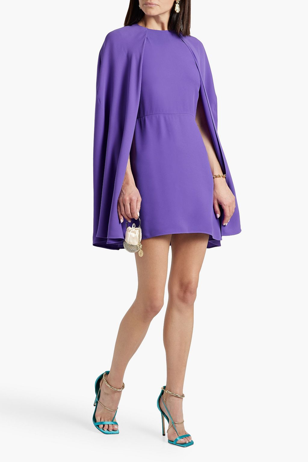 VALENTINO GARAVANI Cape-effect silk crepe de chine mini dress