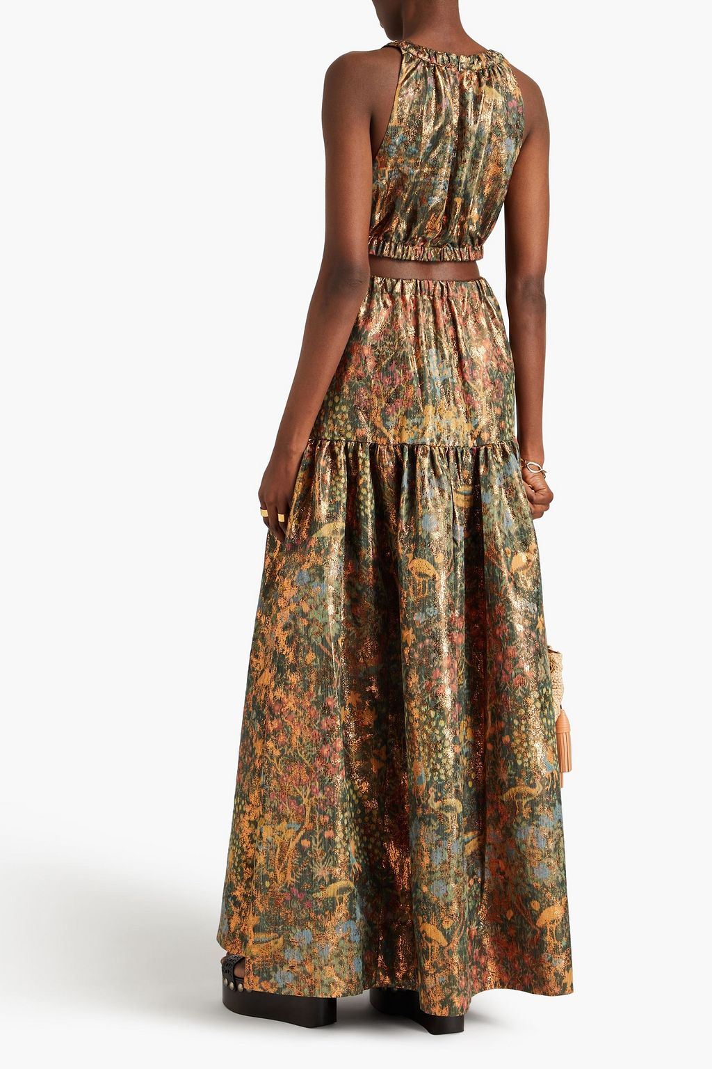 ULLA JOHNSON Cutout metallic floral-jacquard gown