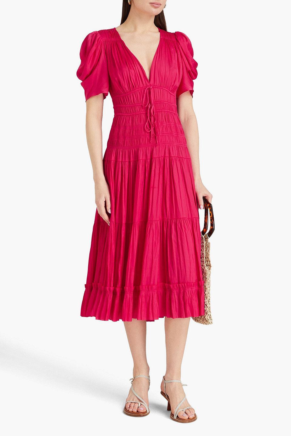Ulla Johnson Daria Midi Dress In Fuchsiafarben