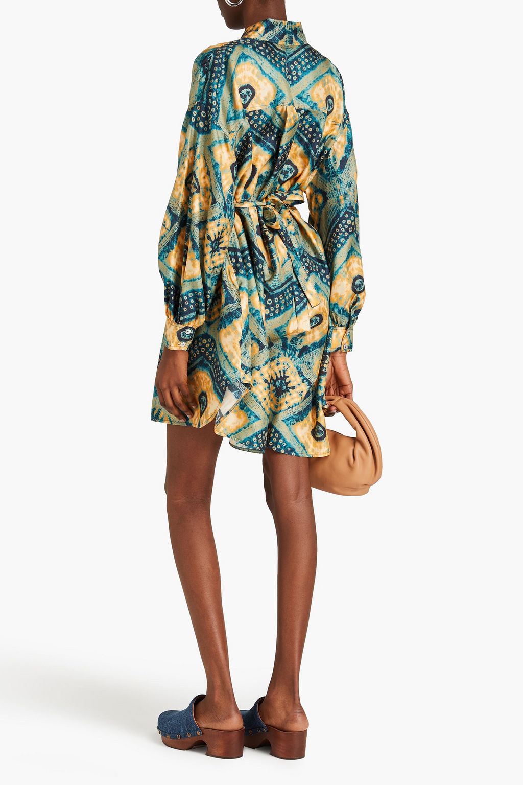 ULLA JOHNSON Jude printed silk-satin mini shirt dress