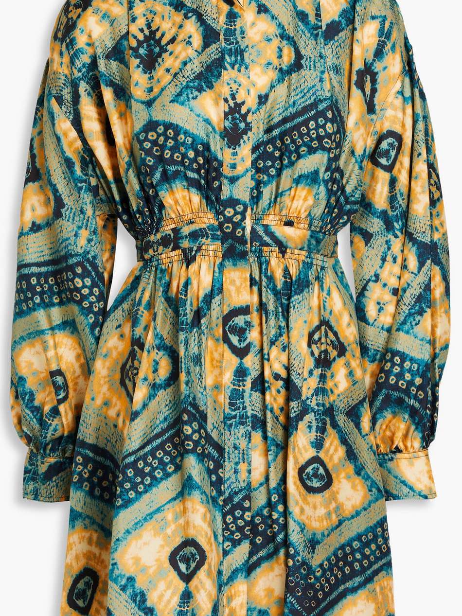 jude printed silk-satin mini shirt dress