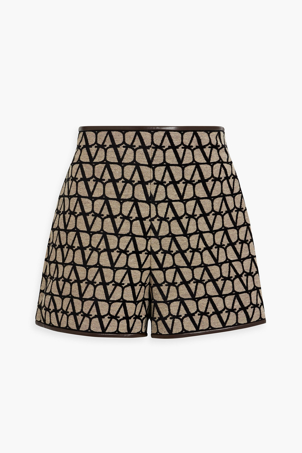 VALENTINO LEATHER-TRIMMED CHENILLE-JACQUARD SHORTS