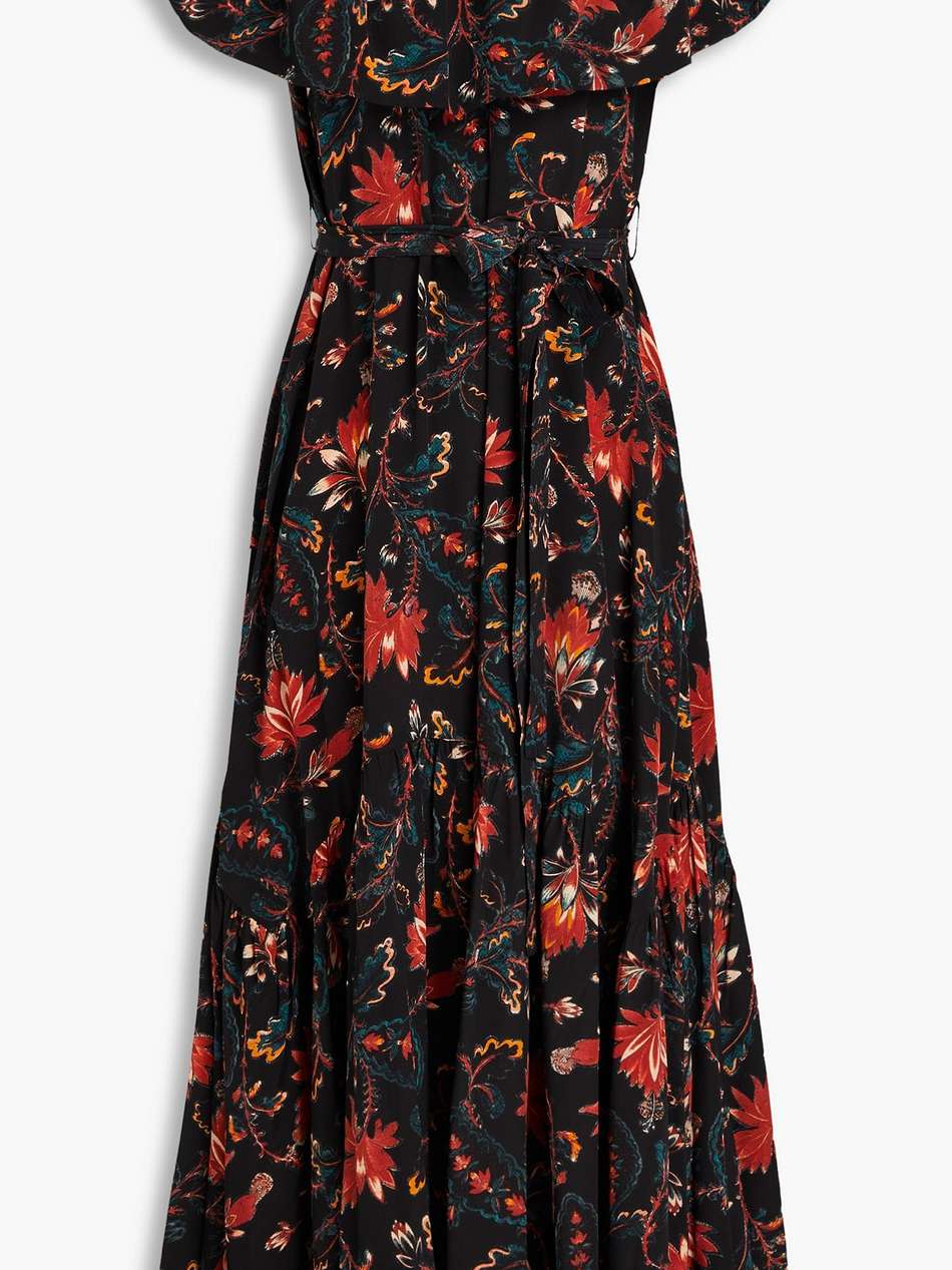 skye belted floral-print silk crepe de chine midi dress