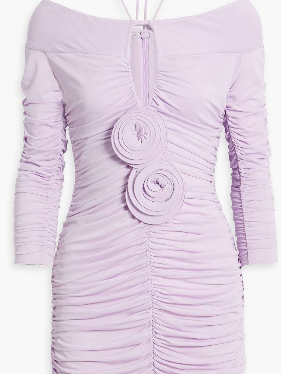 floral-appliquéd cutout stretch-jersey mini dress