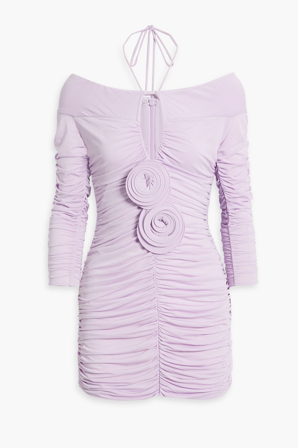 Shop Magda Butrym Floral-appliquéd Cutout Stretch-jersey Mini Dress In Lilac