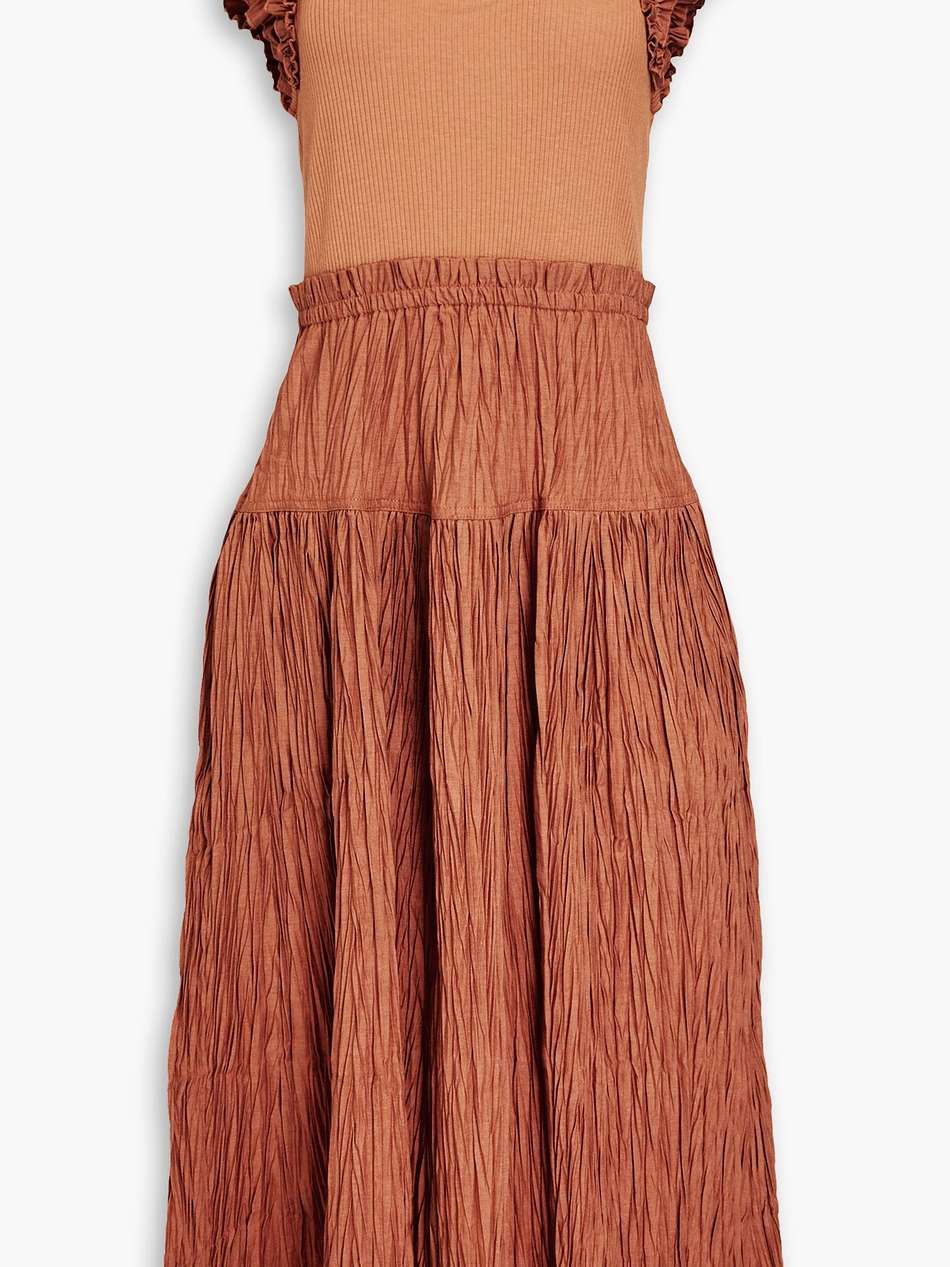 virginia ribbed jersey-paneled woven midi dress