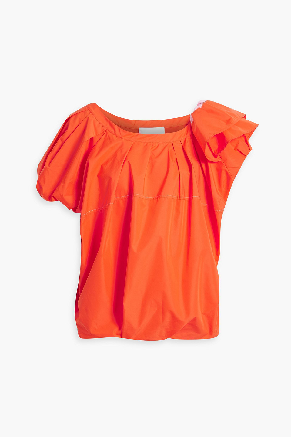 3.1 Phillip Lim Ruffled Cotton-blend Poplin Top In Orange