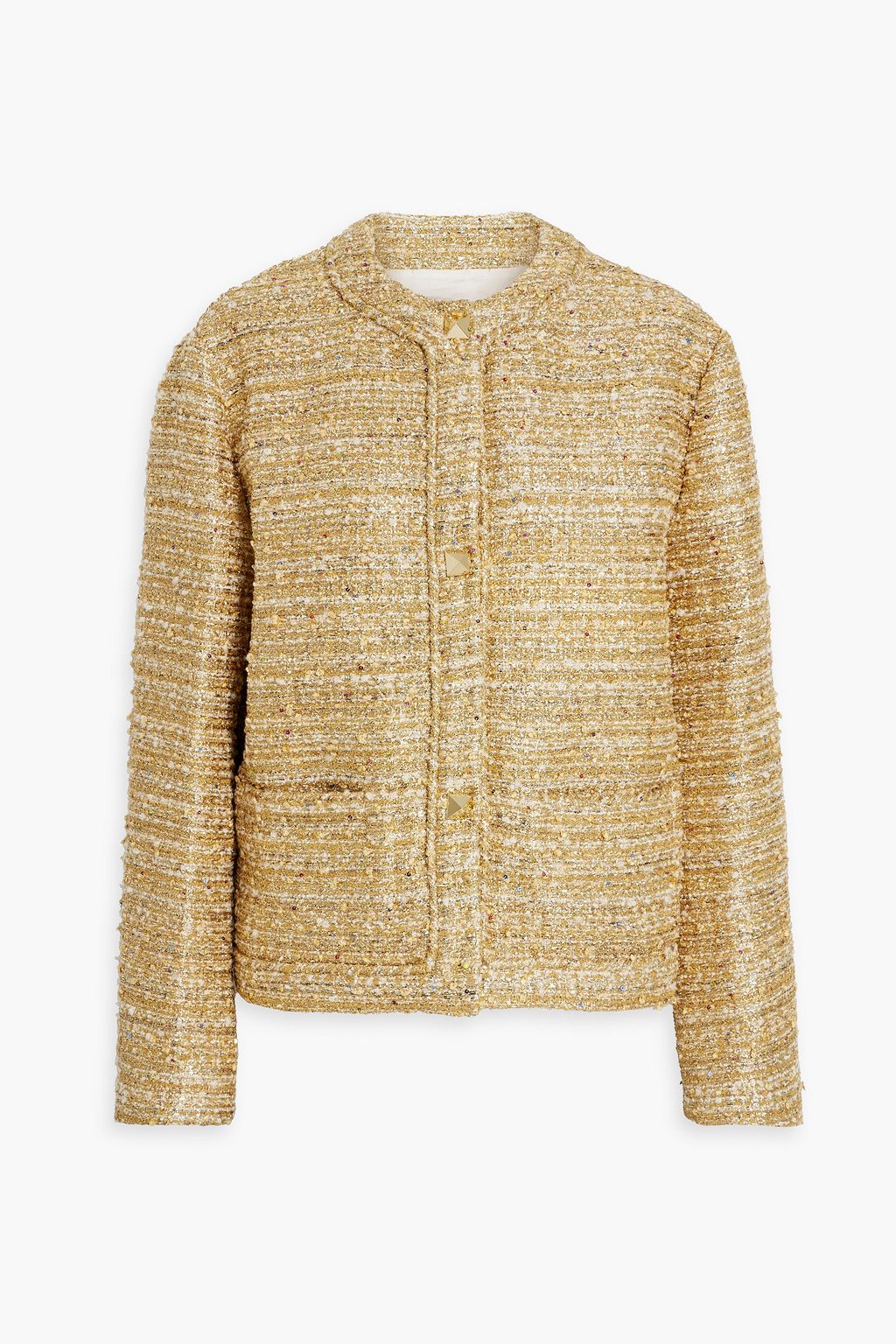 VALENTINO GARAVANI Embellished metallic bouclé-tweed jacket