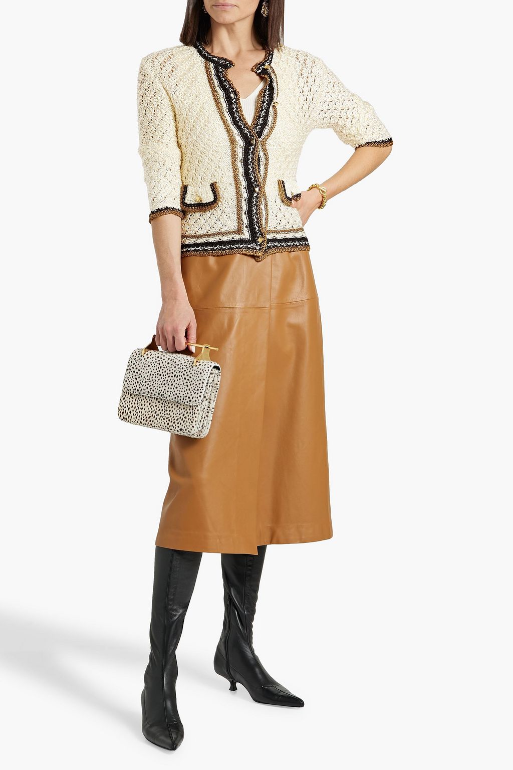 VALENTINO GARAVANI Studded crochet-knit cardigan