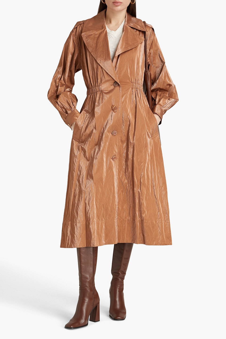 Shop Ulla Johnson Ettienne Coated Twill Raincoat In Braun