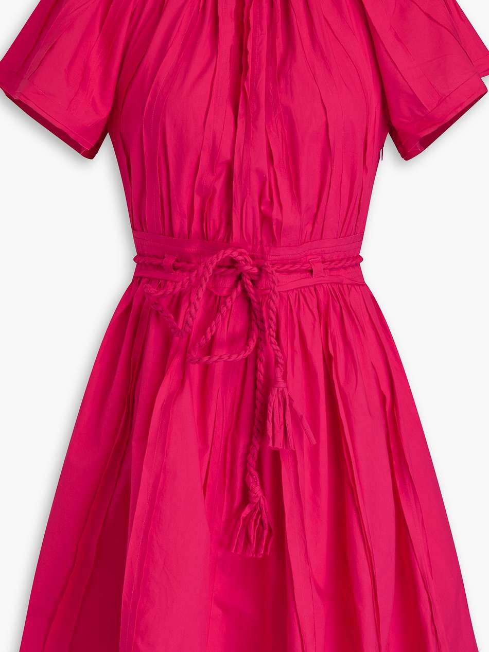 belted gathered cotton-poplin mini dress