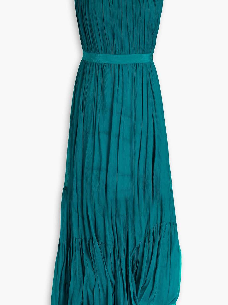 sarai gathered silk-crepon maxi dress
