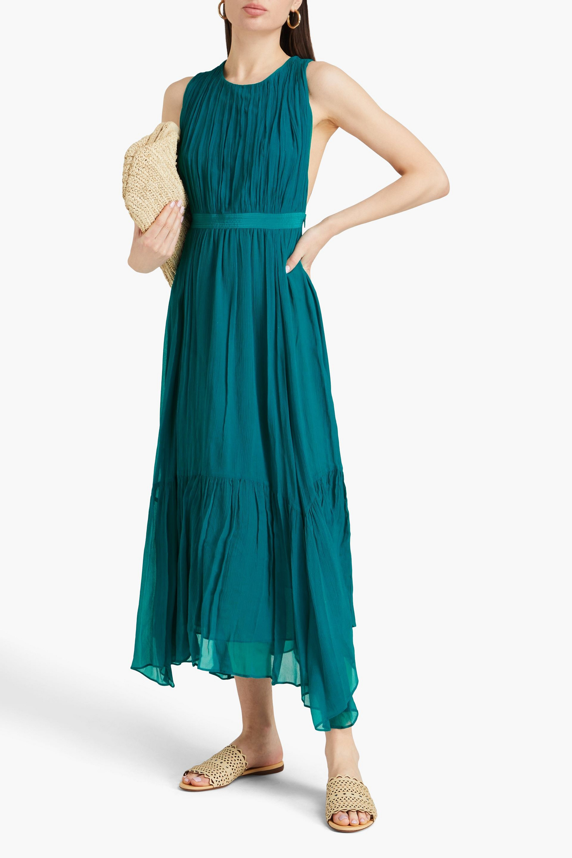 Ulla Johnson Sarai gathered silk-crepon maxi dress