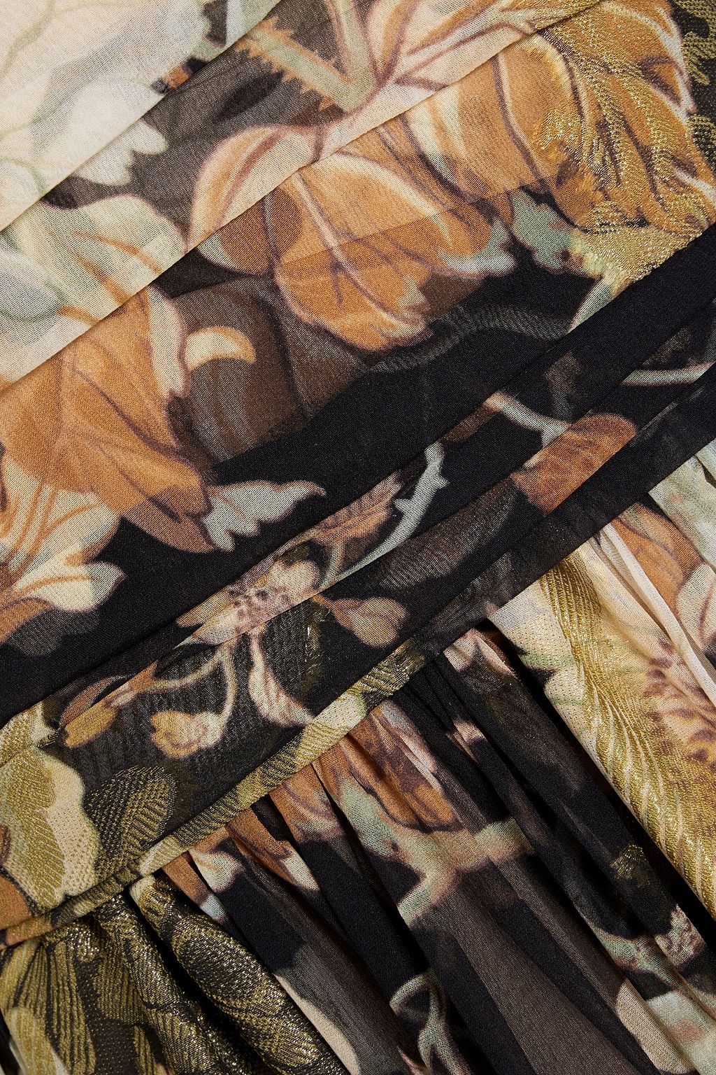 OSCAR DE LA RENTA Strapless floral-print metallic fil coupé silk-blend gown